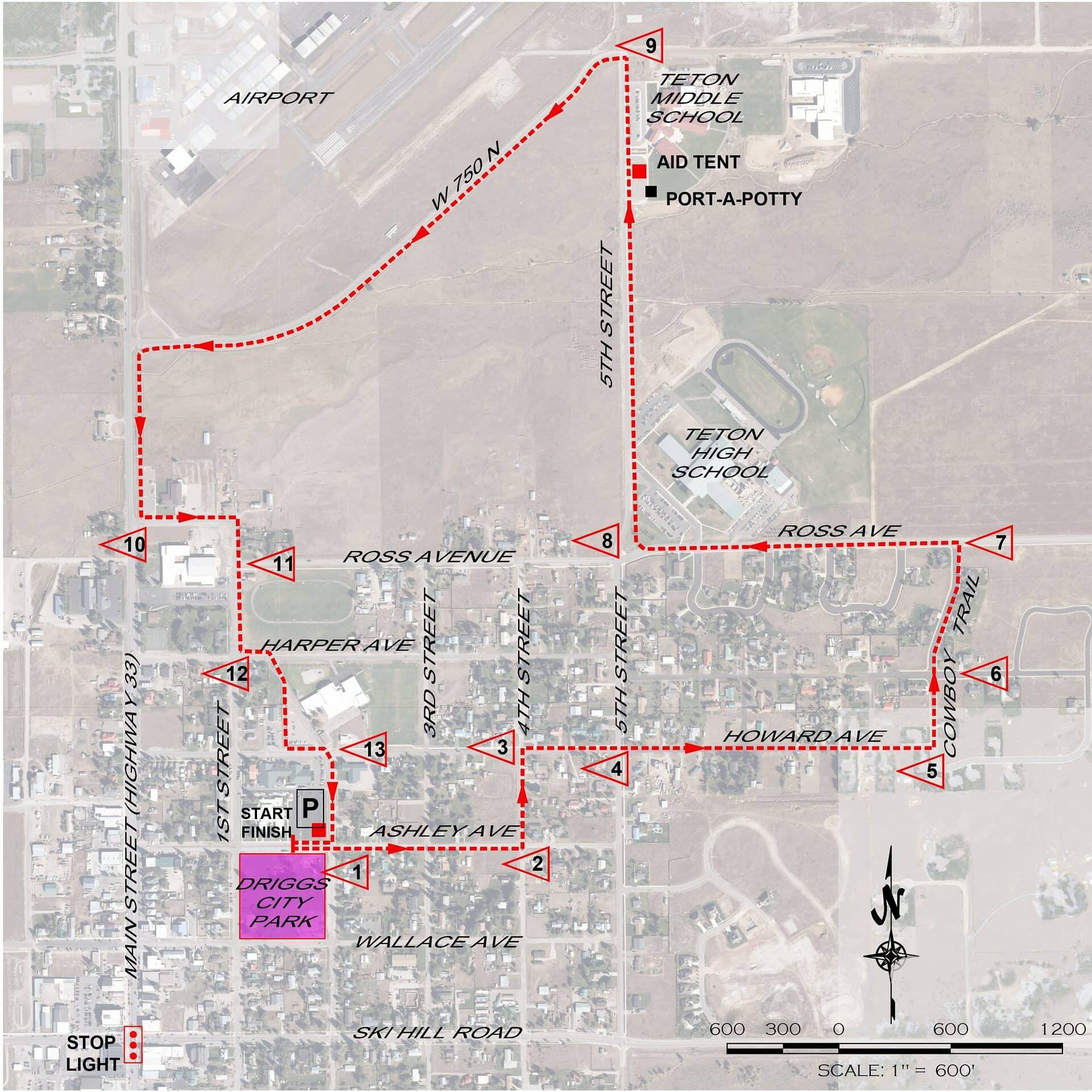 Tin Cup Challenge Run/Walk Race Route Map